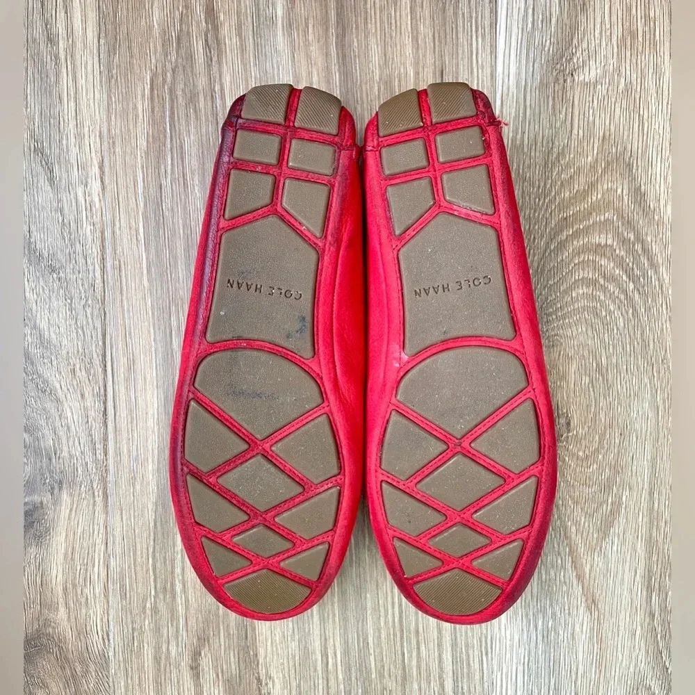 Cole Haan Evelyn Bow Driver Loafers Red Suede Size 7.5B